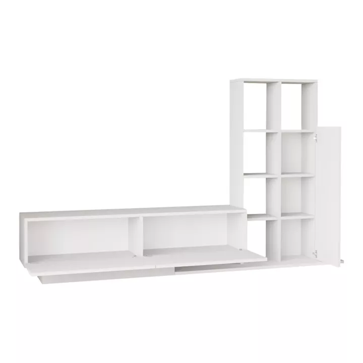Σύνθετο σαλονιού Damon pakoworld σε λευκή απόχρωση 140x29.5x39.5εκ