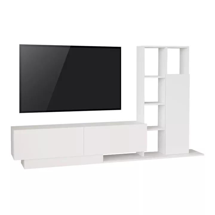 Σύνθετο σαλονιού Damon pakoworld σε λευκή απόχρωση 140x29.5x39.5εκ