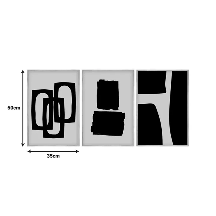 Canvas painting Blacky pakoworld triptych with digital printing 50x2x35cm