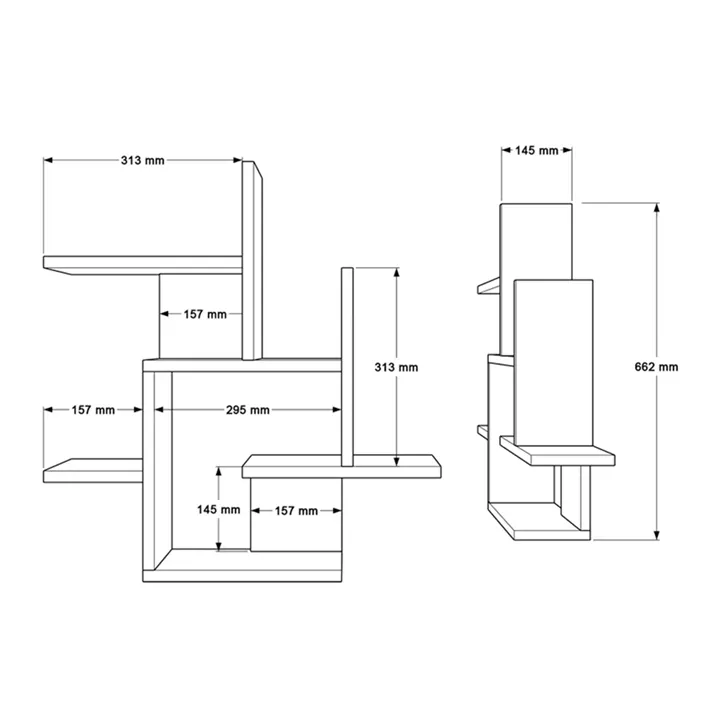 Nogara pakoworld wall shelf in natural-anthracite shade 62.6x14.5x66.2cm