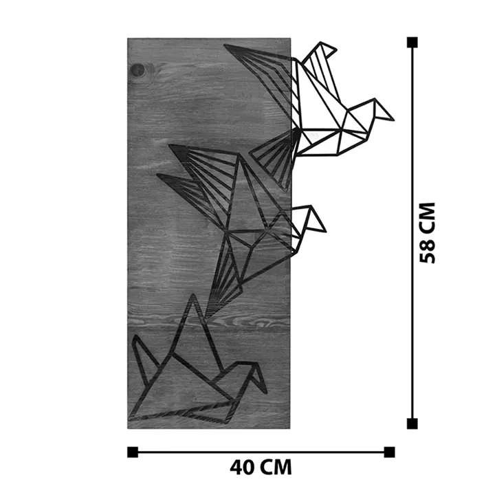 Wall deco Perdon pakoworld pine wood in natural color and black metal 30x3x60cm