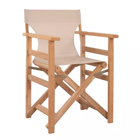 Director's Chair Limnos Impregnated in natural color with cream textline HM10543.60 57x54x88.5 cm.