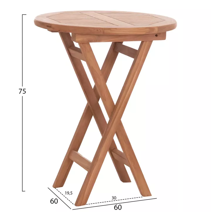 ΤΡΑΠΕΖΙ ΣΚΗΝΟΘΕΤΗ ΣΤΡΟΓΓΥΛΟ ERIS HM18119 ΞΥΛΟ TEAK--ΦΥΣΙΚΟ Φ60x75Υεκ.