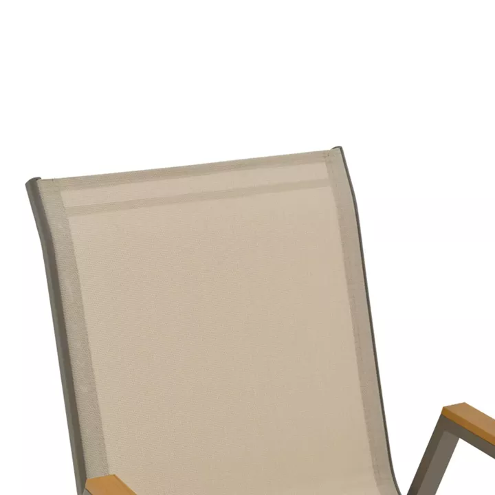 Azelie armchair pakoworld champagne aluminum and textilene in light gray shade 56x75x88cm