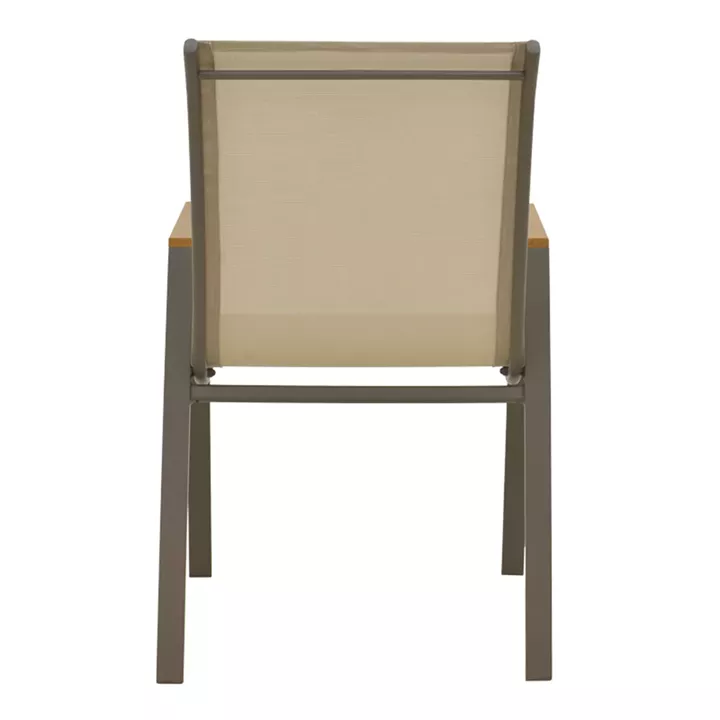 Azelie armchair pakoworld champagne aluminum and textilene in light gray shade 56x75x88cm