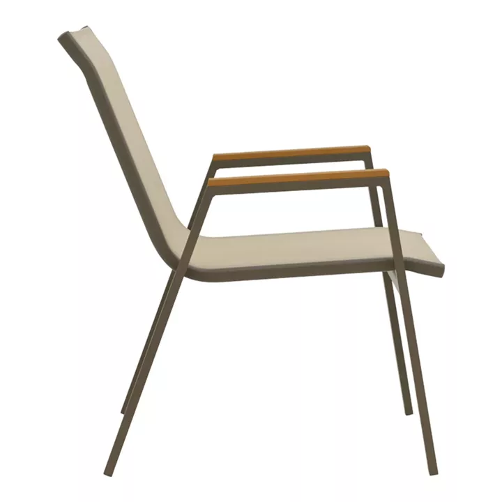 Azelie armchair pakoworld champagne aluminum and textilene in light gray shade 56x75x88cm