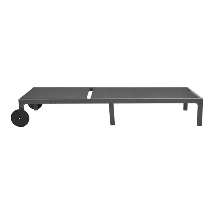 Deckchair Mailo pakoworld dark grey aluminum and textilene in black shade 71x206x30cm