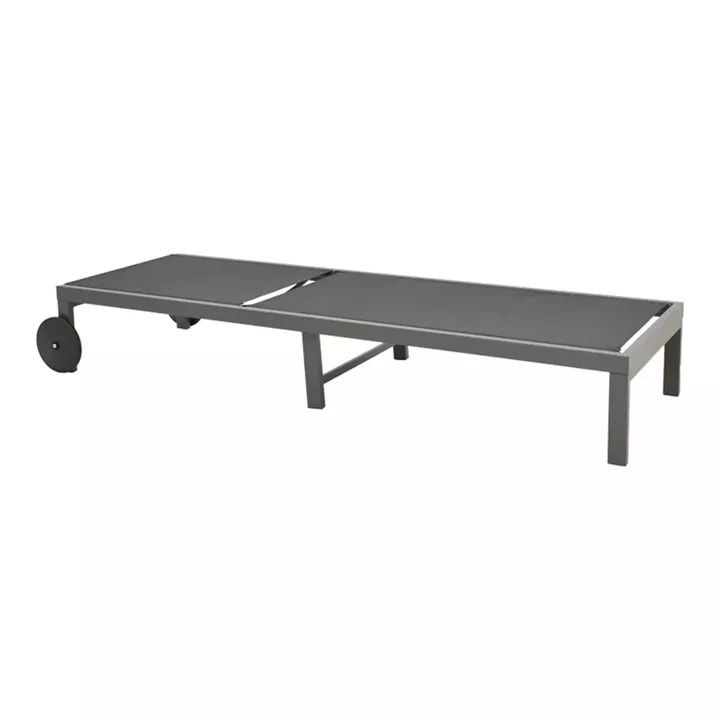Deckchair Mailo pakoworld dark grey aluminum and textilene in black shade 71x206x30cm