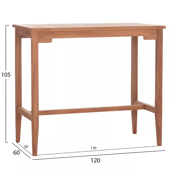 BAR TABLE CRANSTON HM18111 TEAK WOOD--NATURAL COLOR 120x60x105Hcm.
