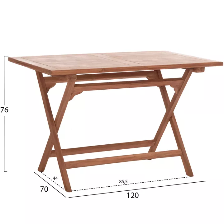 FOLDABLE RECTANGULAR TABLE ERIS HM18117 TEAK WOOD--NATURAL COLOR 120x70x76Hcm.