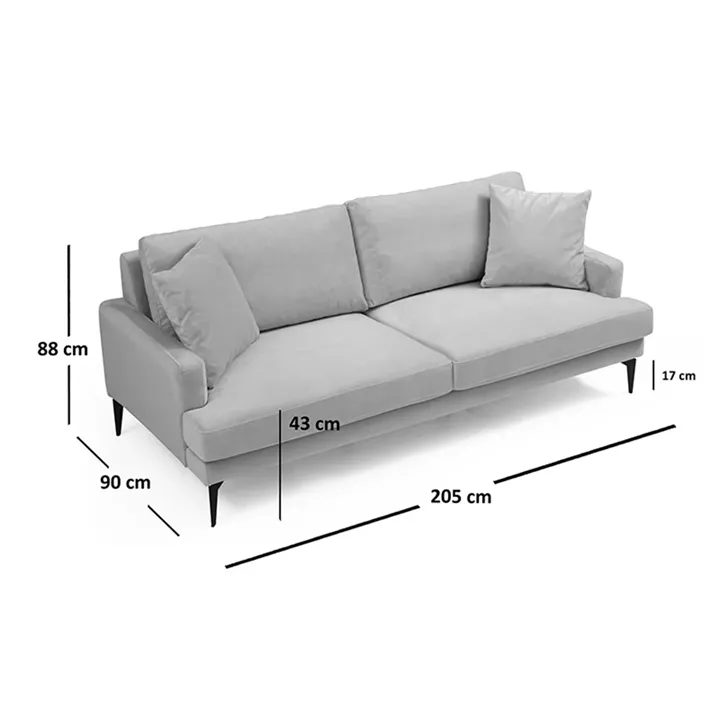 2-seater sofa Fortune pakoworld velvet beige-black 175x90x88cm