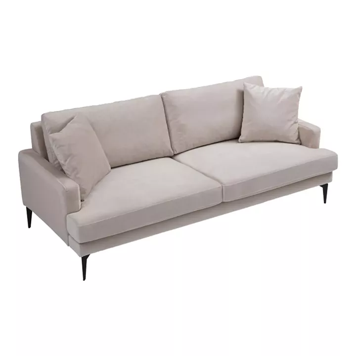 2-seater sofa Fortune pakoworld velvet beige-black 175x90x88cm