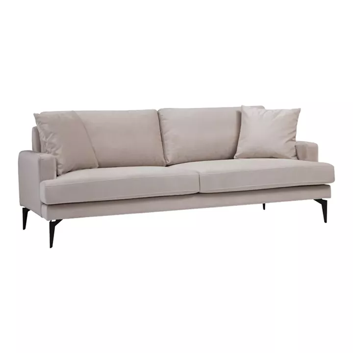 2-seater sofa Fortune pakoworld velvet beige-black 175x90x88cm
