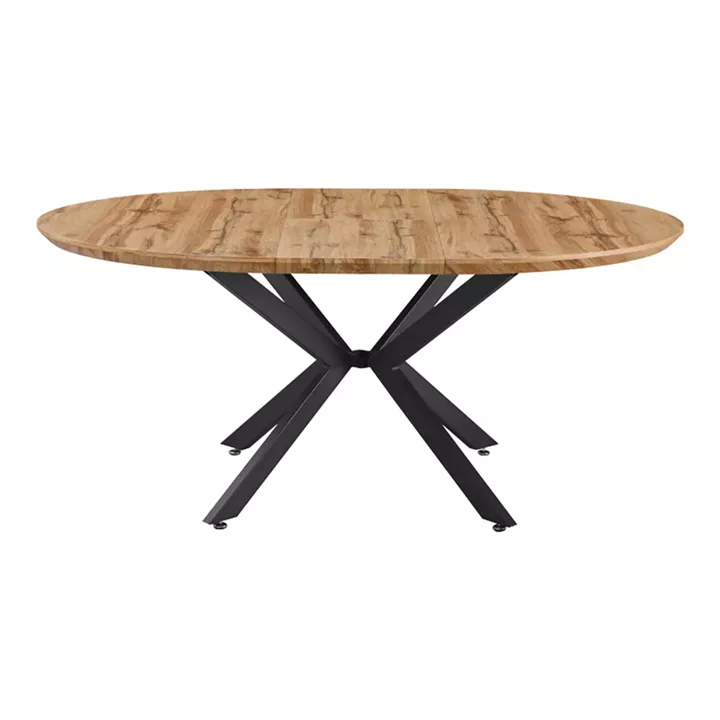 Edina pakoworld mdf extendable table in sonoma color with black metal legs 130-170x130x75cm