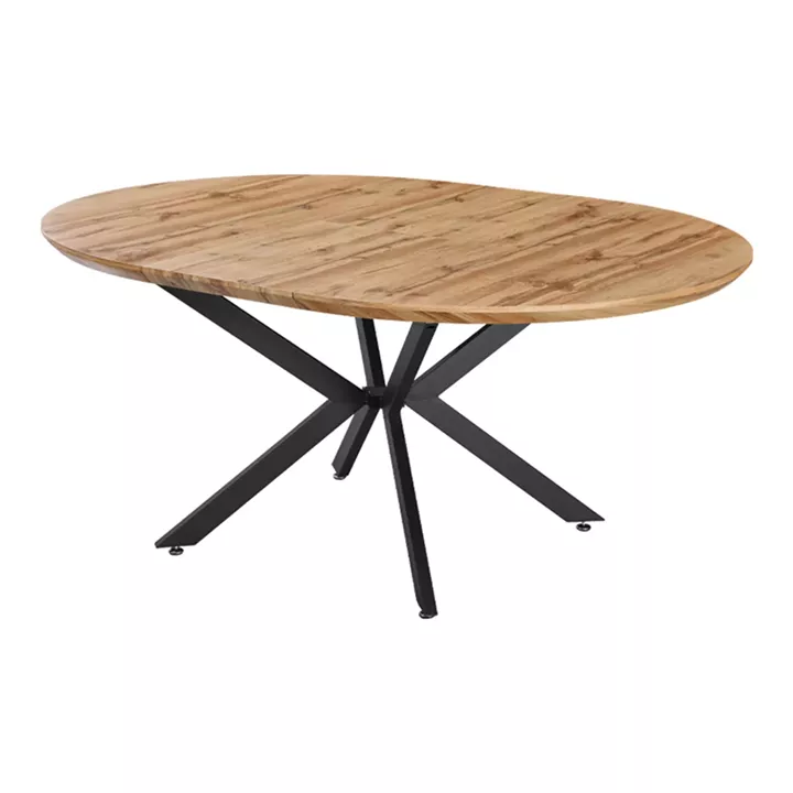Edina pakoworld mdf extendable table in sonoma color with black metal legs 130-170x130x75cm