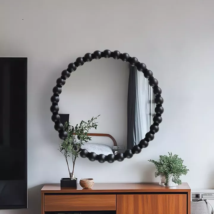 Specio pakoworld wood mirror in black shade Φ60x4.5cm