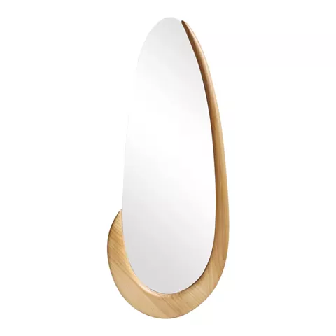 Oval mirror Marly pakoworld mdf in natural shade 50.5x4x127cm