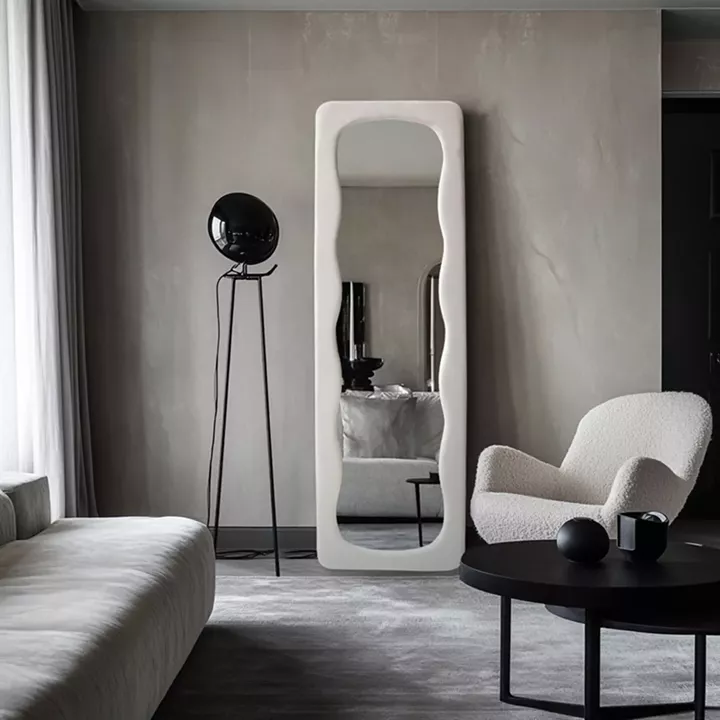 Lezour pakoworld velvet mirror in white shade 50x5x170cm