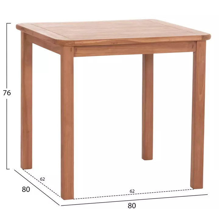 DINING TABLE SQUARE PRESSCOT HM18122 TEAK WOOD--NATURAL COLOR 80x80x76Hcm.