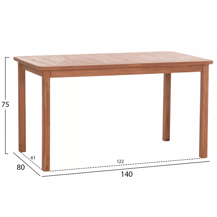 DINING TABLE RECTANGULAR PRESSCOT HM18123 TEAK WOOD--NATURAL COLOR 140x80x76Hcm.