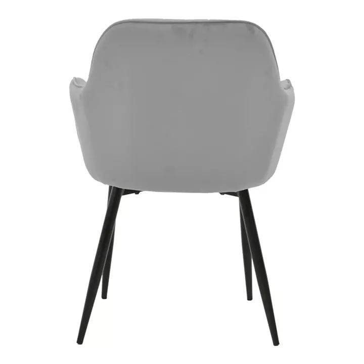 Armchair Noor pakoworld grey velvet fabric with black color metal leg 58x58x86cm