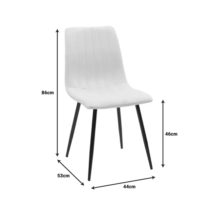 Chair Noor pakoworld velvet beige fabric with black color metal leg 44x53x86cm