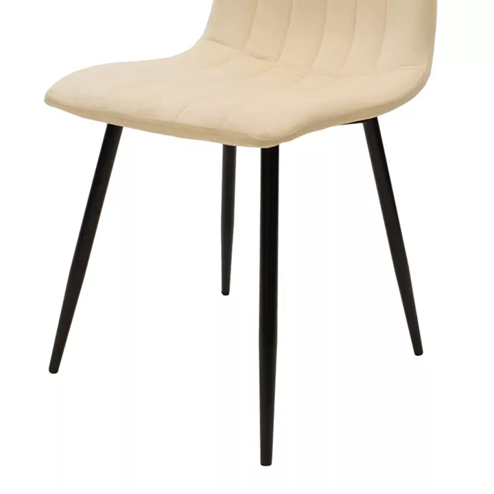 Chair Noor pakoworld velvet beige fabric with black color metal leg 44x53x86cm