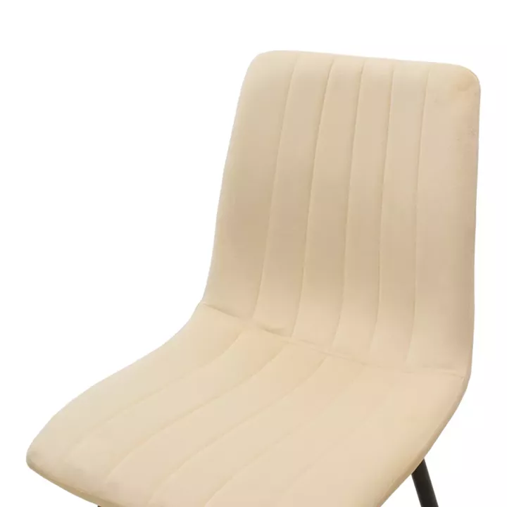 Chair Noor pakoworld velvet beige fabric with black color metal leg 44x53x86cm