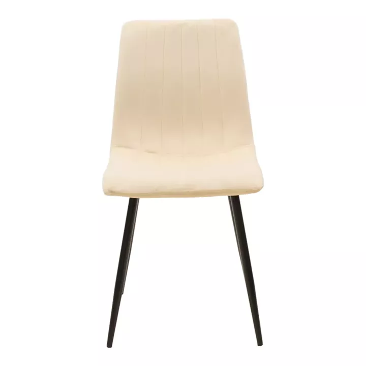 Chair Noor pakoworld velvet beige fabric with black color metal leg 44x53x86cm