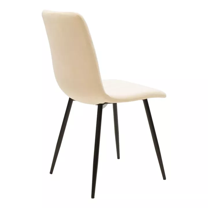 Chair Noor pakoworld velvet beige fabric with black color metal leg 44x53x86cm