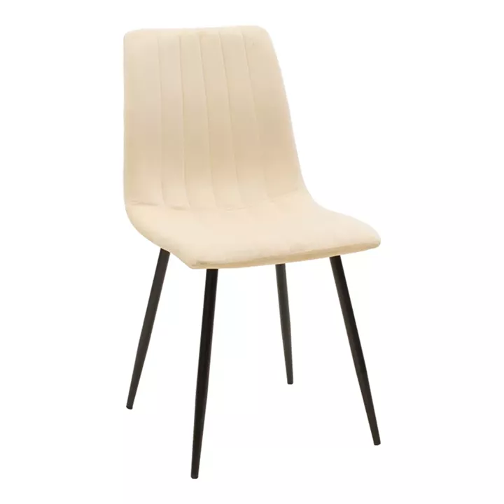 Chair Noor pakoworld velvet beige fabric with black color metal leg 44x53x86cm