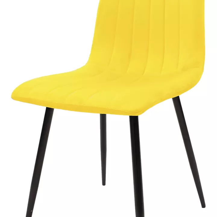 Chair Noor pakoworld velvet yellow fabric with black color metal leg 44x53x86cm