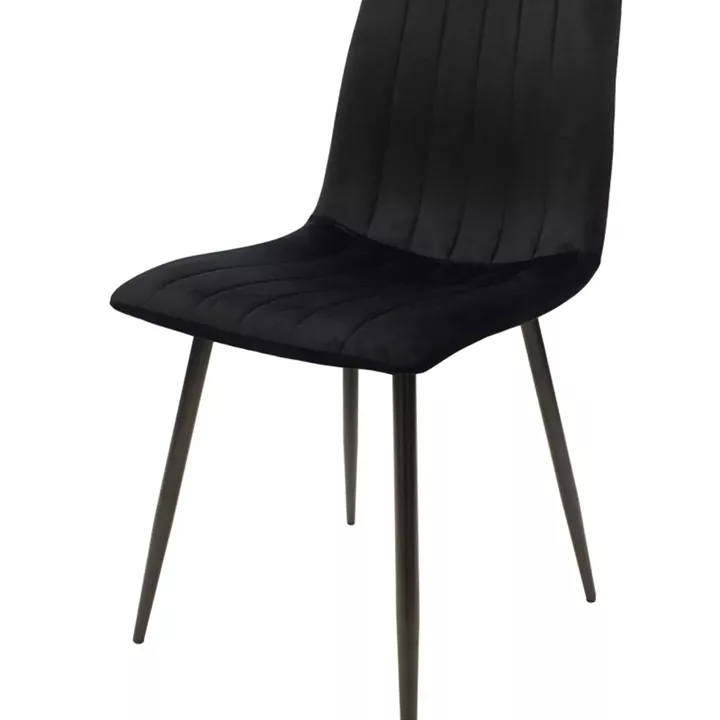 Chair Noor pakoworld velvet black fabric with black color metal leg 44x53x86cm