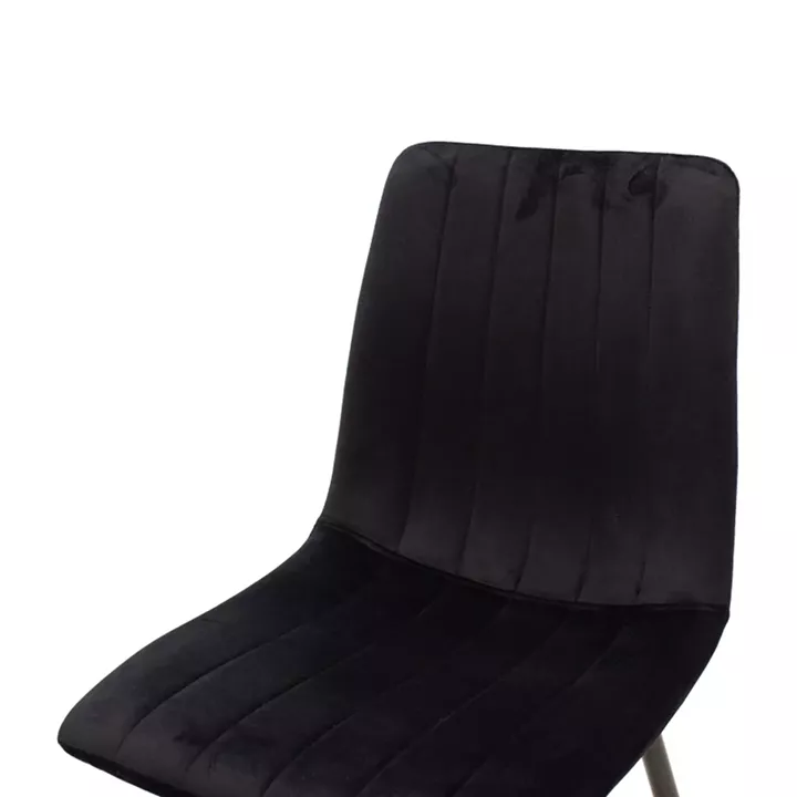 Chair Noor pakoworld velvet black fabric with black color metal leg 44x53x86cm