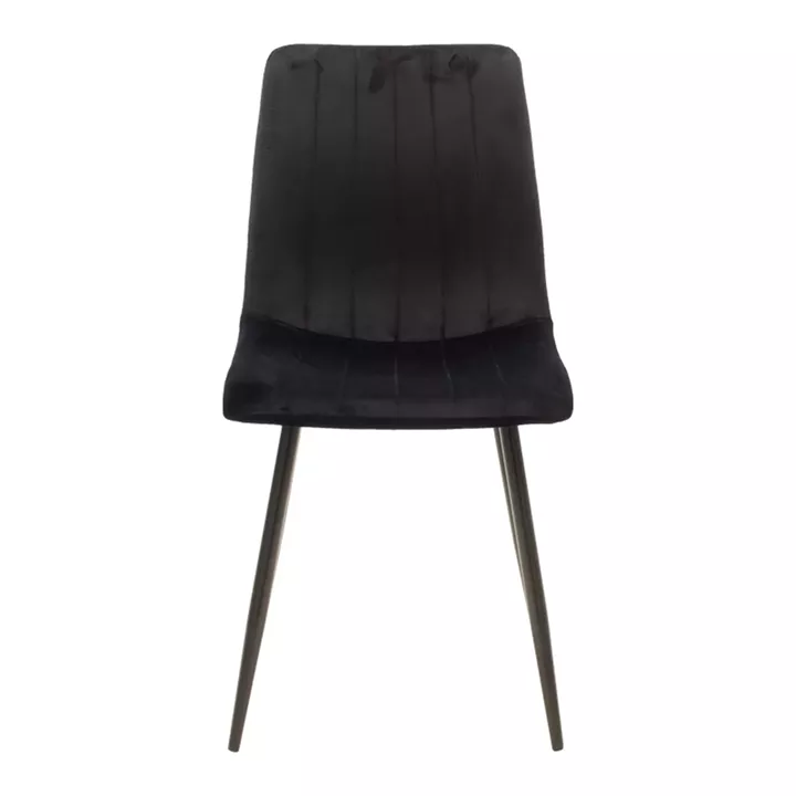 Chair Noor pakoworld velvet black fabric with black color metal leg 44x53x86cm