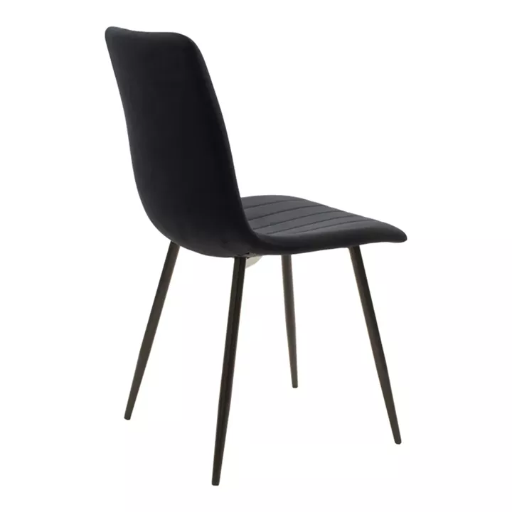 Chair Noor pakoworld velvet black fabric with black color metal leg 44x53x86cm