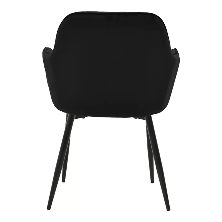Armchair Noor  pakoworld black velvet fabric with black color metal leg 58x58x86cm