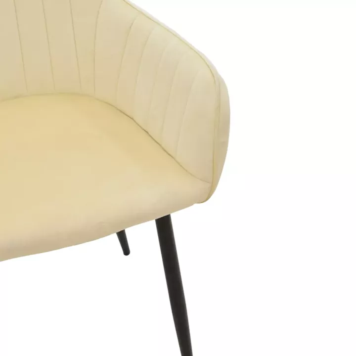 Armchair Noor pakoworld beige velvet fabric with black color metal leg 58x58x86cm