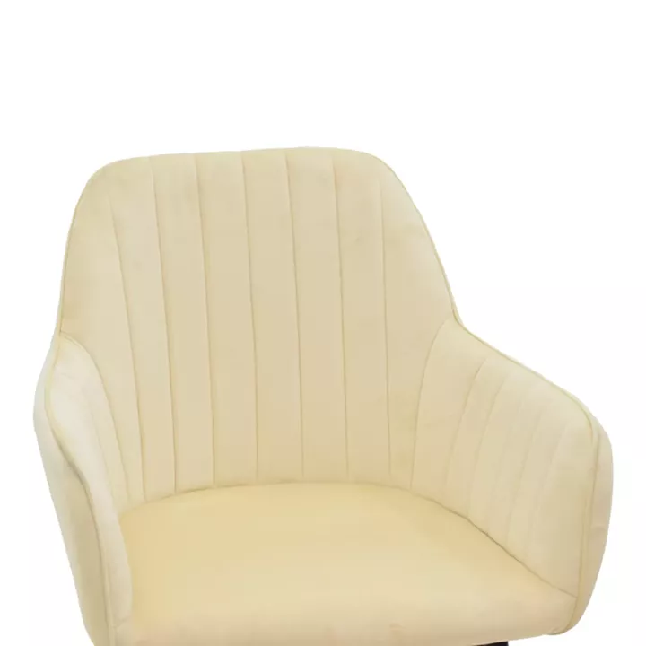 Armchair Noor pakoworld beige velvet fabric with black color metal leg 58x58x86cm