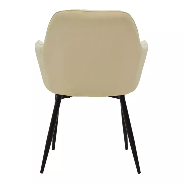 Armchair Noor pakoworld beige velvet fabric with black color metal leg 58x58x86cm