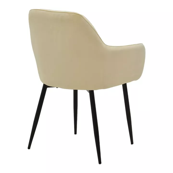 Armchair Noor pakoworld beige velvet fabric with black color metal leg 58x58x86cm