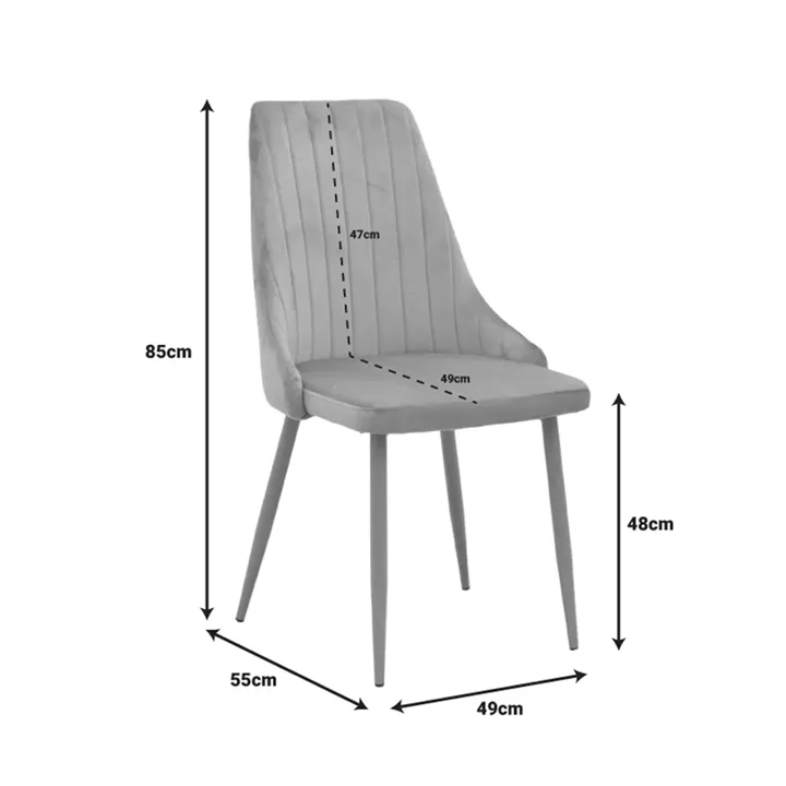 Chair Azori pakoworld velvet beige fabric with natural color metal leg 49x55x85cm