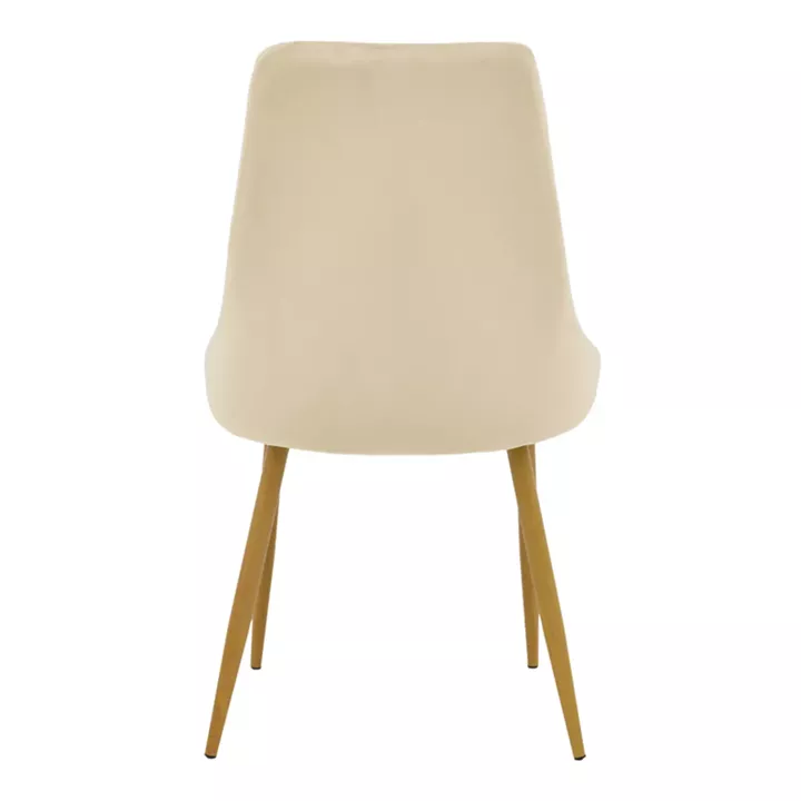 Chair Azori pakoworld velvet beige fabric with natural color metal leg 49x55x85cm