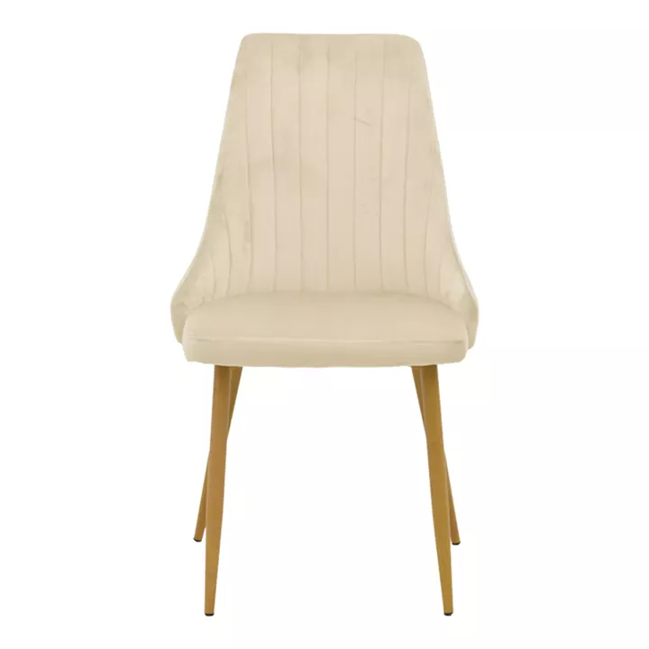 Chair Azori pakoworld velvet beige fabric with natural color metal leg 49x55x85cm