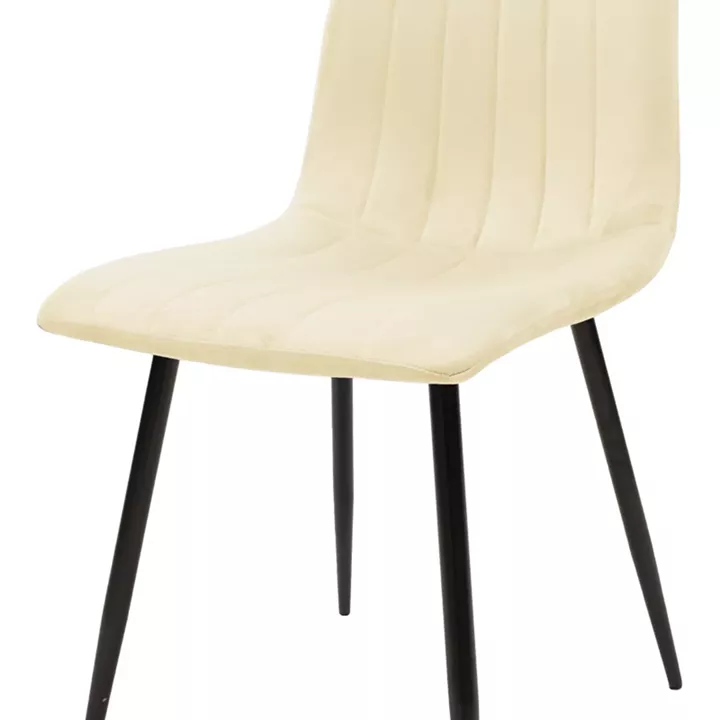 Chair Noor pakoworld beige fabric with black color metal leg 44x53x86cm