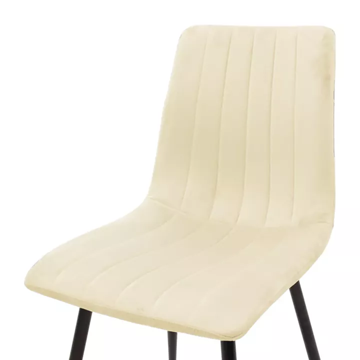Chair Noor pakoworld beige fabric with black color metal leg 44x53x86cm