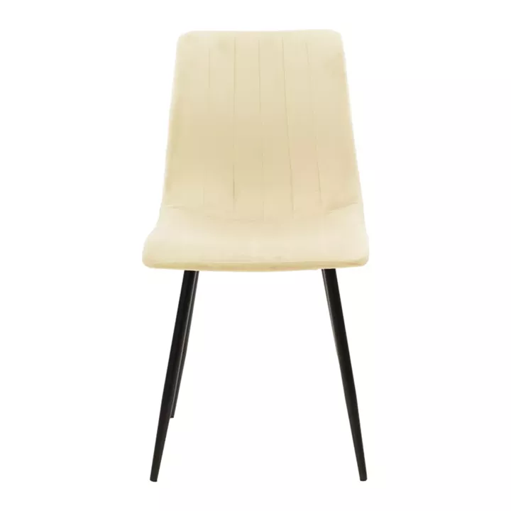 Chair Noor pakoworld beige fabric with black color metal leg 44x53x86cm