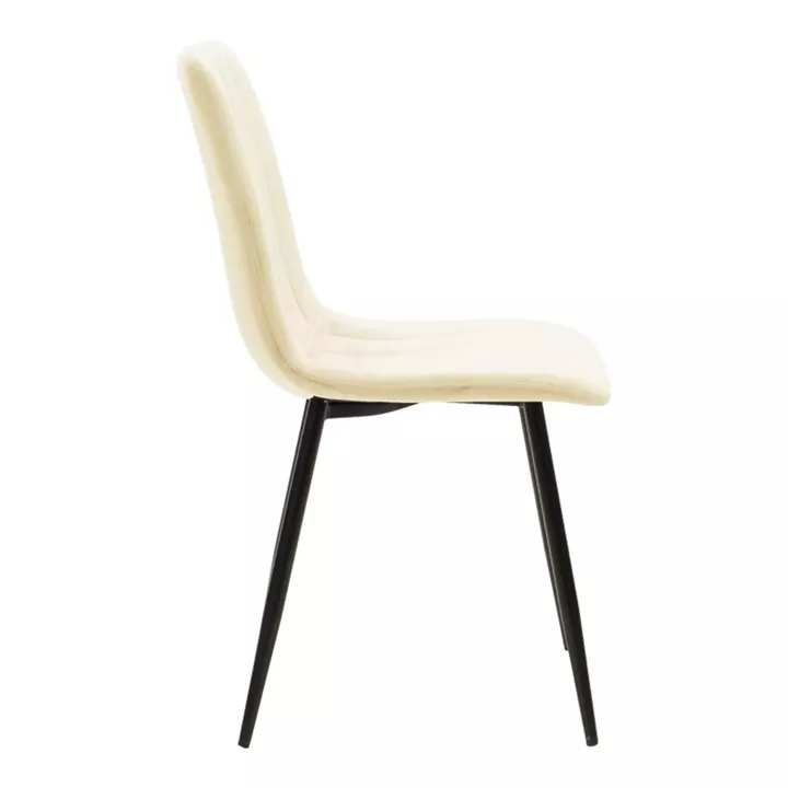 Chair Noor pakoworld beige fabric with black color metal leg 44x53x86cm