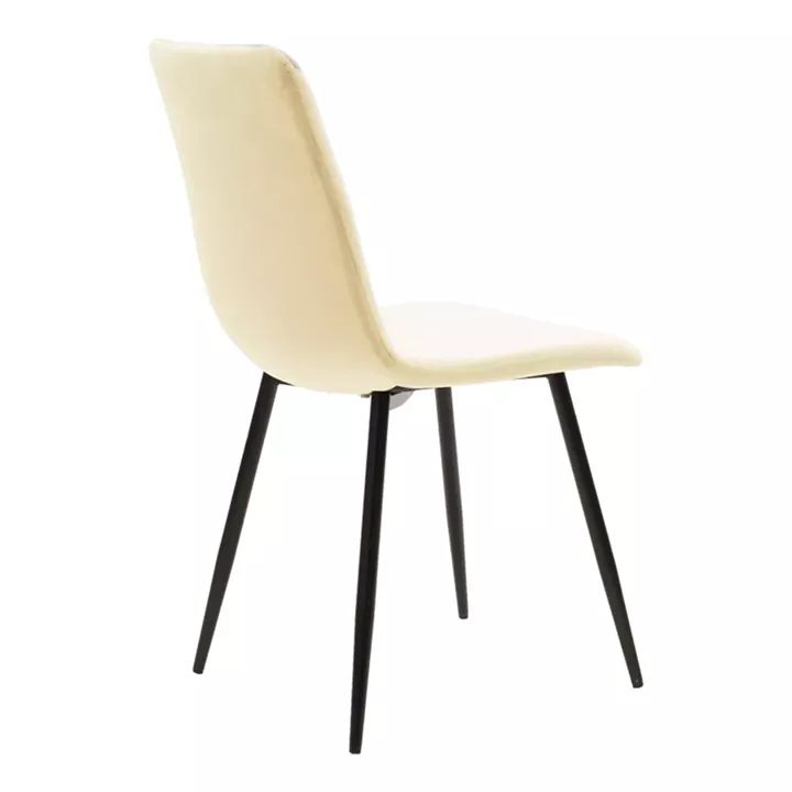 Chair Noor pakoworld beige fabric with black color metal leg 44x53x86cm