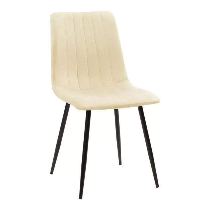 Chair Noor pakoworld beige fabric with black color metal leg 44x53x86cm